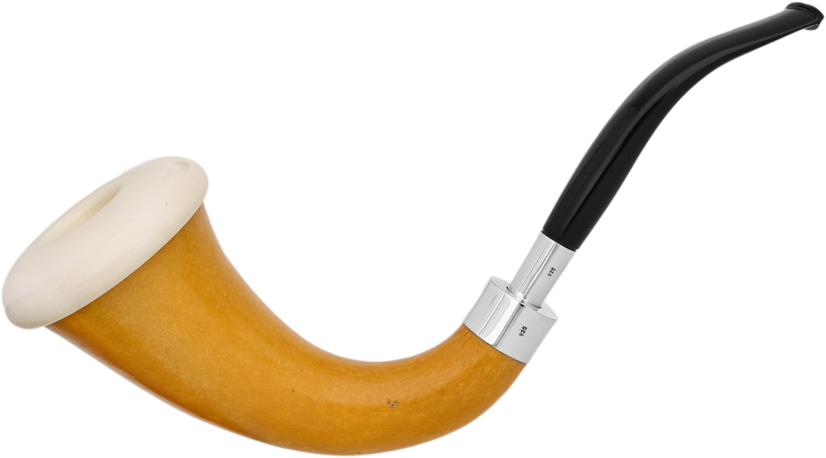 AKB Meerschaum Smooth Gourd Calabash with Smooth Meerschaum Cap with Silver (with Case)
