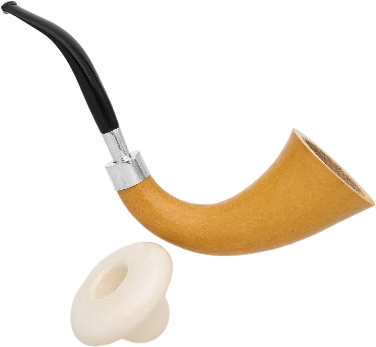 AKB Meerschaum Smooth Gourd Calabash with Smooth Meerschaum Cap with Silver (with Case)