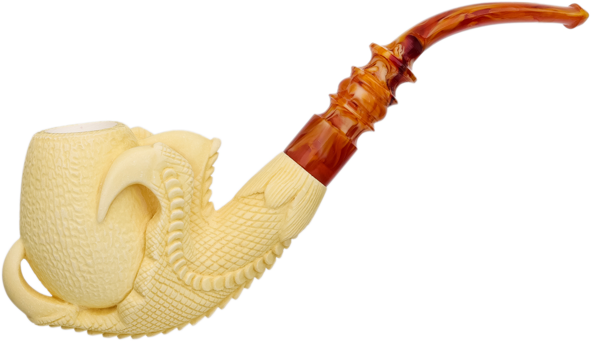 AKB Meerschaum Carved Dragon Claw Holding Carved Egg (with Case)