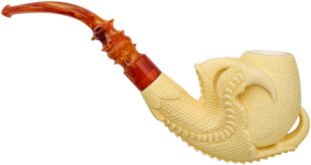 AKB Meerschaum Carved Dragon Claw Holding Carved Egg (with Case)