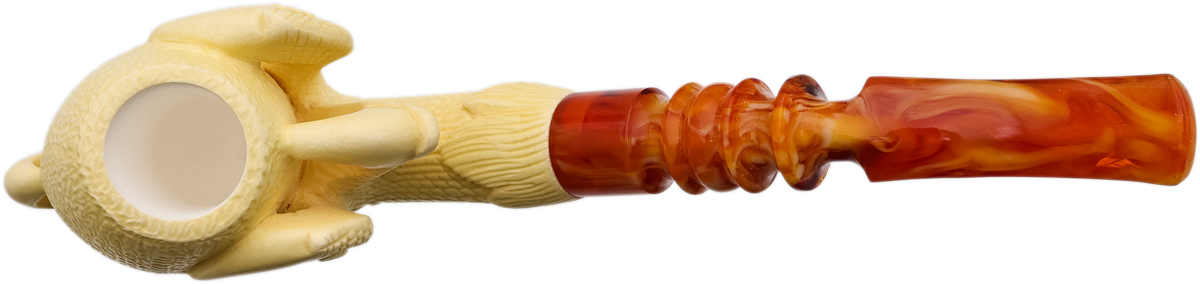 AKB Meerschaum Carved Dragon Claw Holding Carved Egg (with Case)