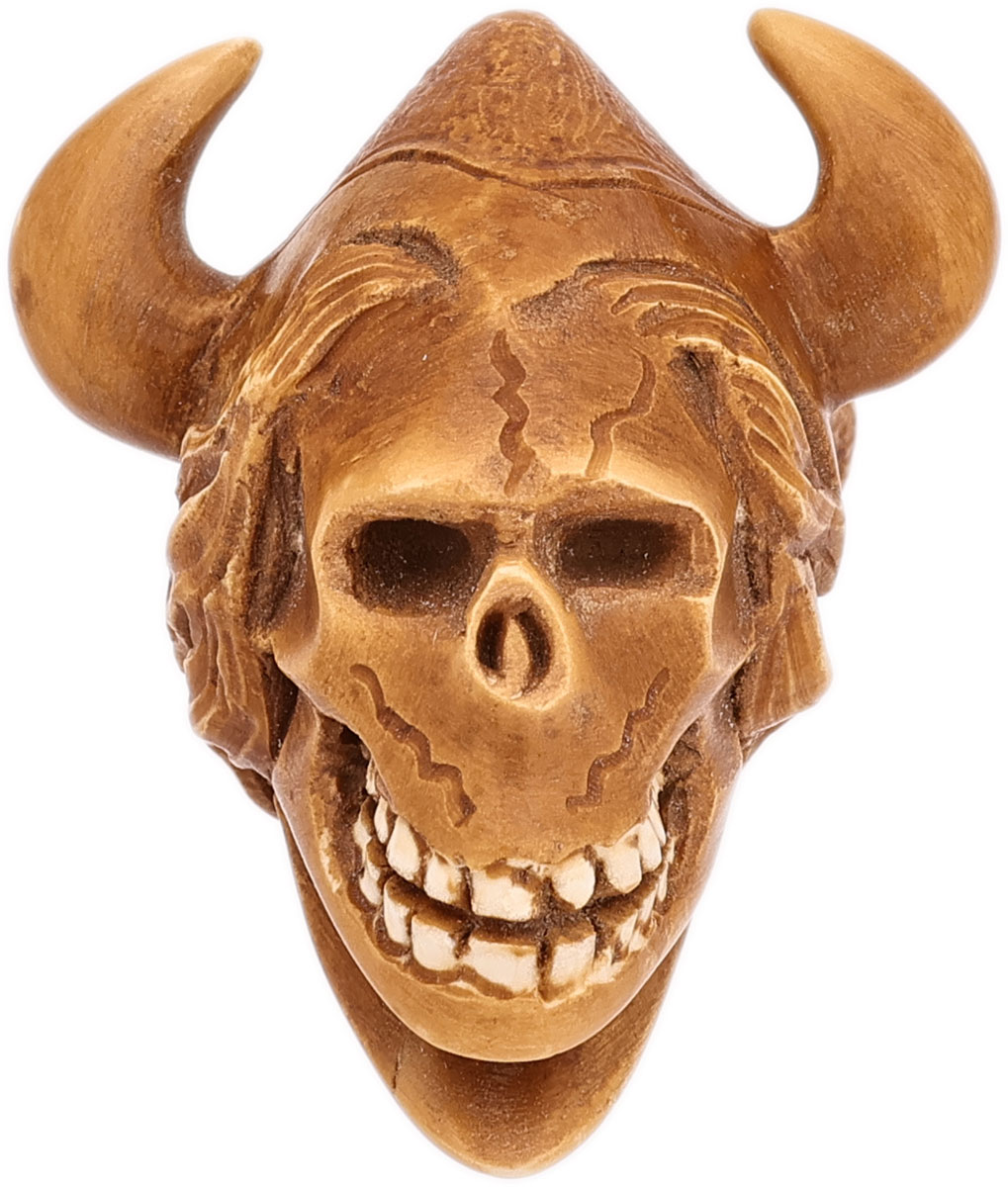 AKB Meerschaum Carved Skull with Horned Helmet (with Case)
