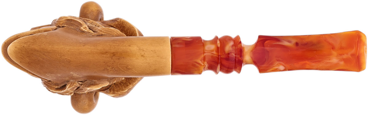 AKB Meerschaum Carved Skull with Horned Helmet (with Case)