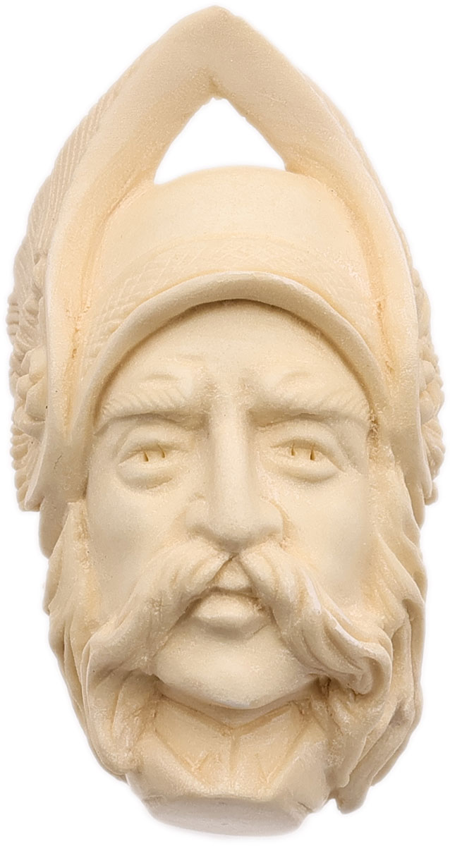AKB Meerschaum Carved Man with Moustache & Winged Cap (with Case)