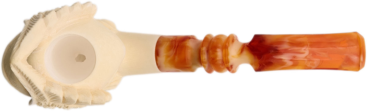 AKB Meerschaum Carved Man with Moustache & Winged Cap (with Case)
