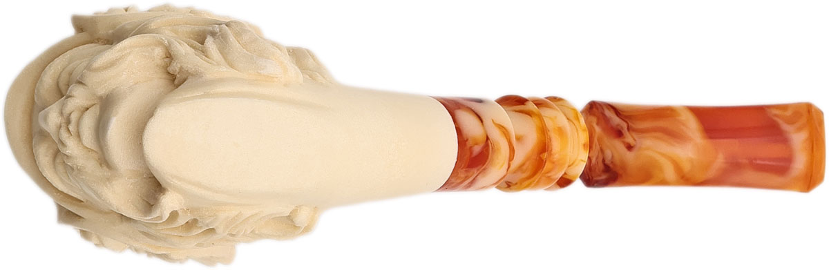AKB Meerschaum Carved Man with Moustache & Winged Cap (with Case)