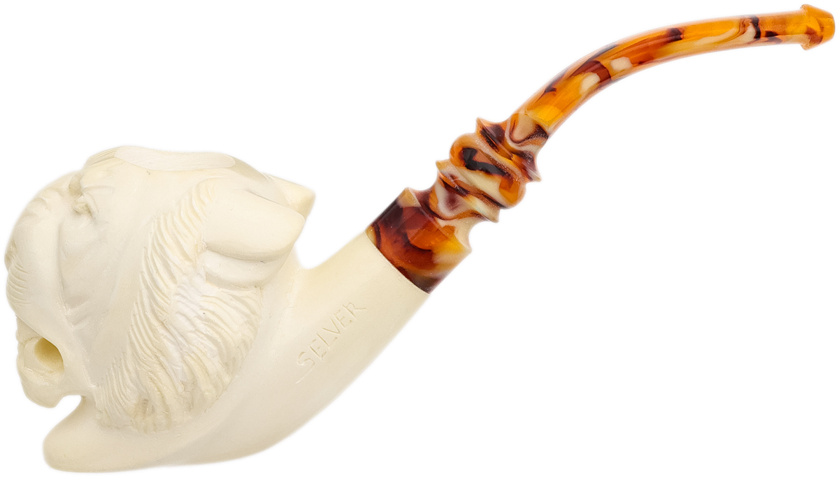 AKB Meerschaum Carved Tiger (Selver) (with Case)