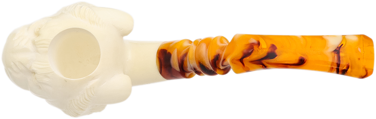 AKB Meerschaum Carved Tiger (Selver) (with Case)