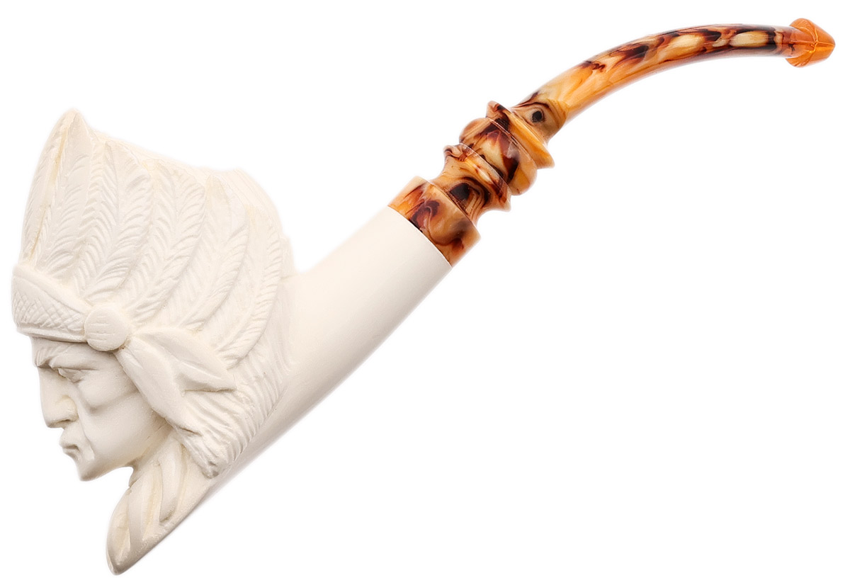 AKB Meerschaum Carved Native American Chief (with Case)