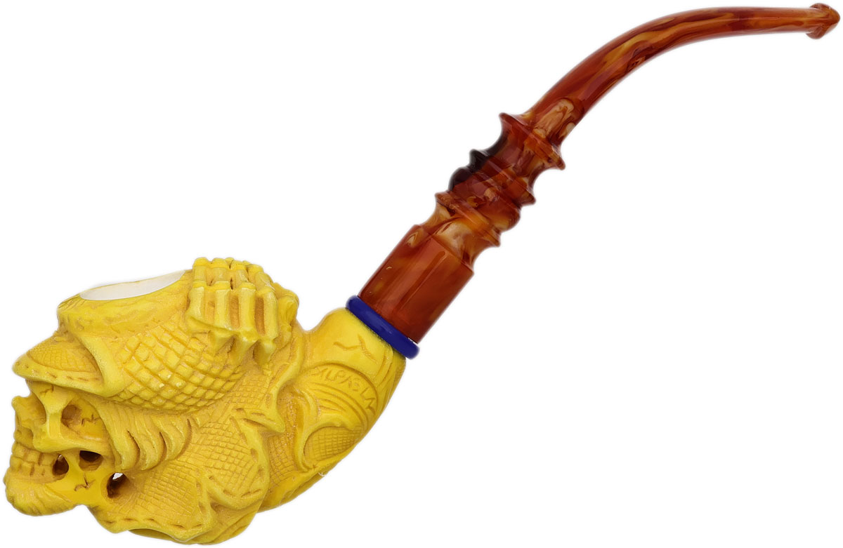 AKB Meerschaum Carved Skull with Hat (Alpaslan) (with Case)
