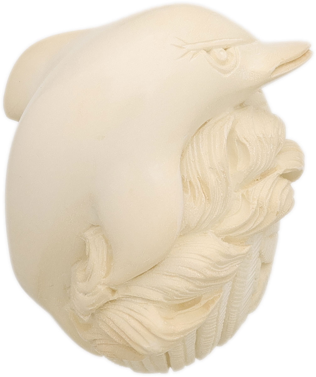 AKB Meerschaum Carved Floral Pot with Dolphin (I. Baglan) (with Case)