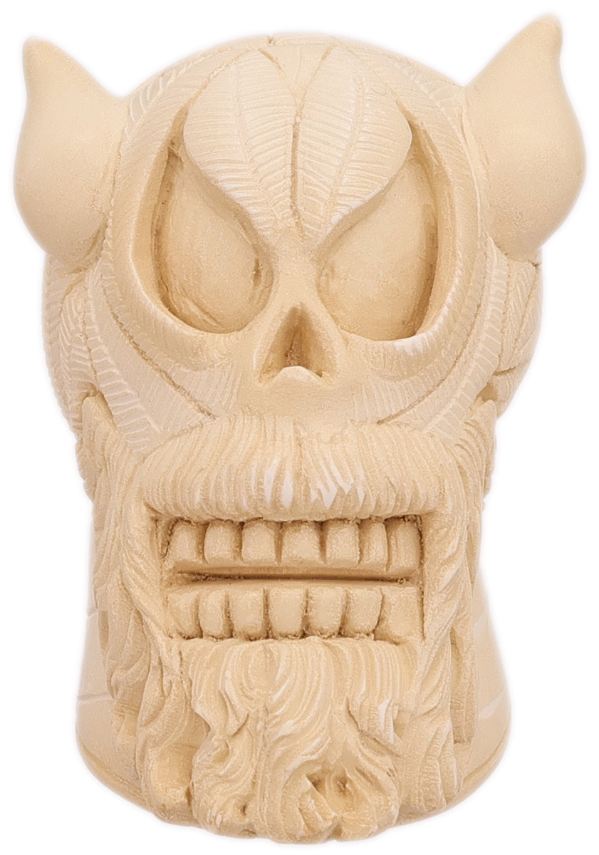 AKB Meerschaum Carved Bearded Skull with Horns (I. Baglan) (with Case)