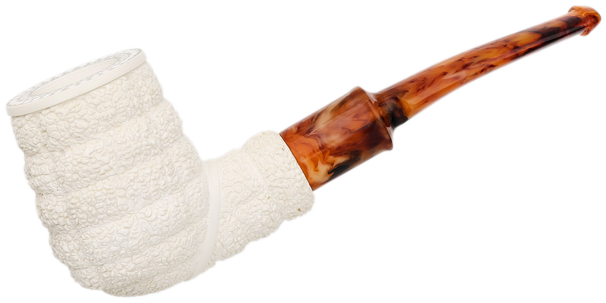 AKB Meerschaum Rusticated Bent Billiard (with Case)