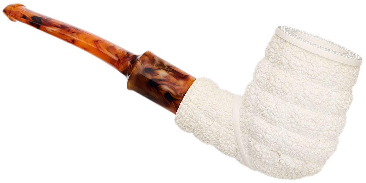 AKB Meerschaum Rusticated Bent Billiard (with Case)