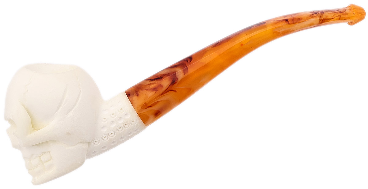 Carved Skull Tobacco Pipe