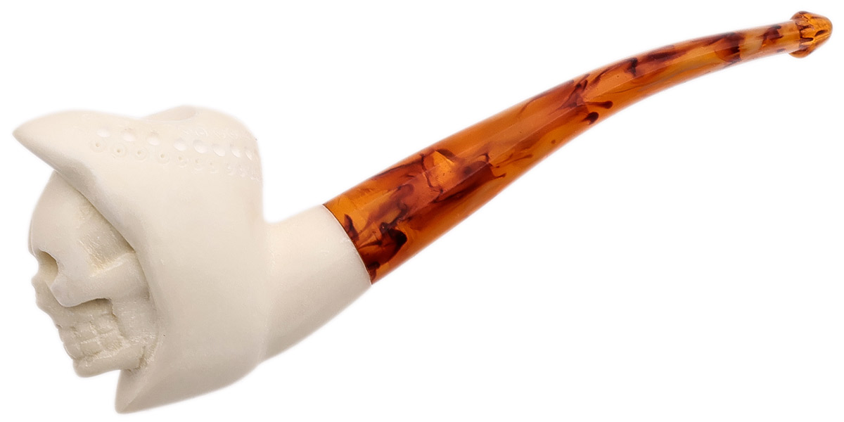 AKB Meerschaum Carved Hooded Skull
