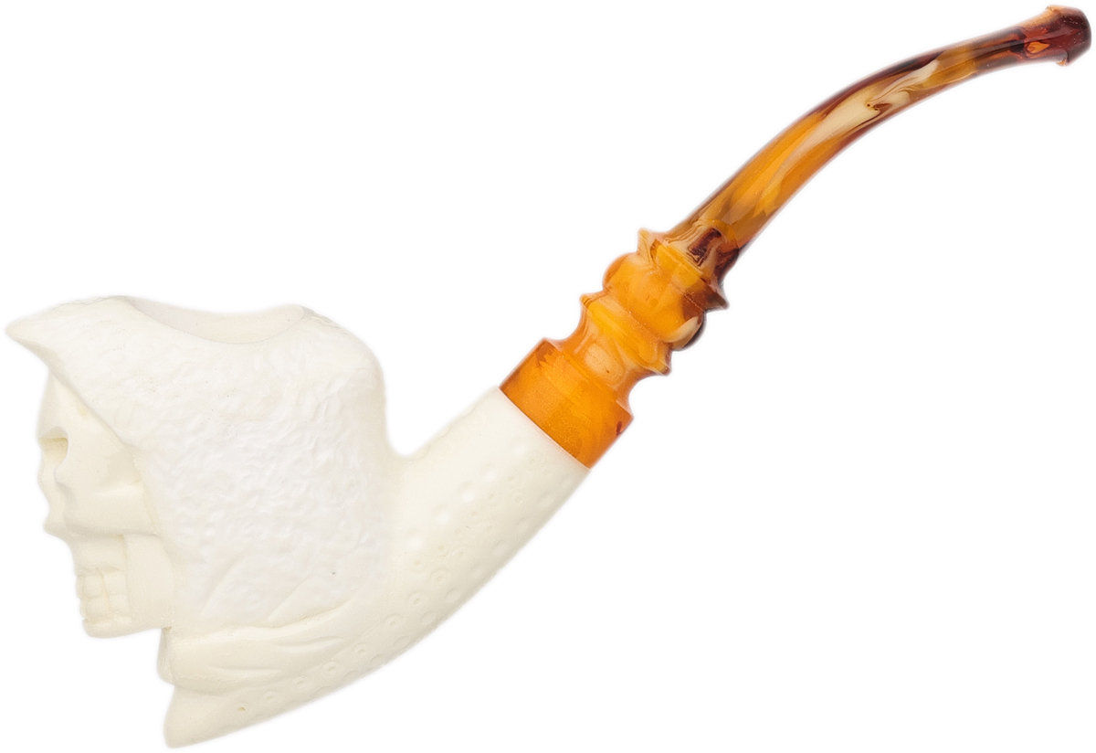 AKB Meerschaum Carved Hooded Skull