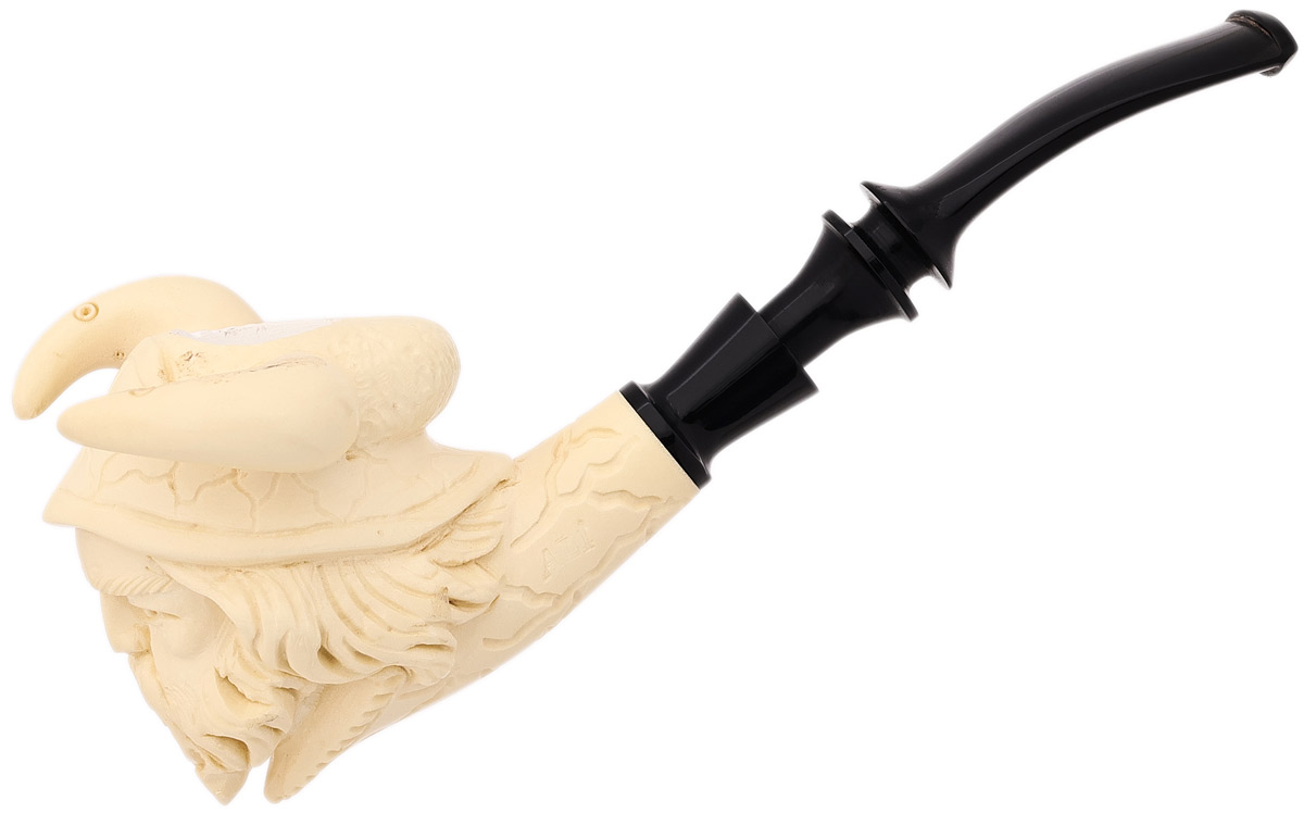 AKB Meerschaum Carved Viking with Horned Helmet (Ali) (with Case)