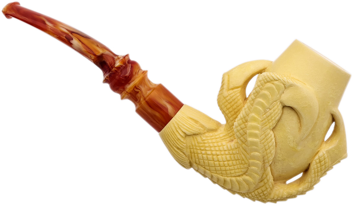 Carved Dragon Claw Holding Smooth Egg (Ali) (with Case) Tobacco Pipe