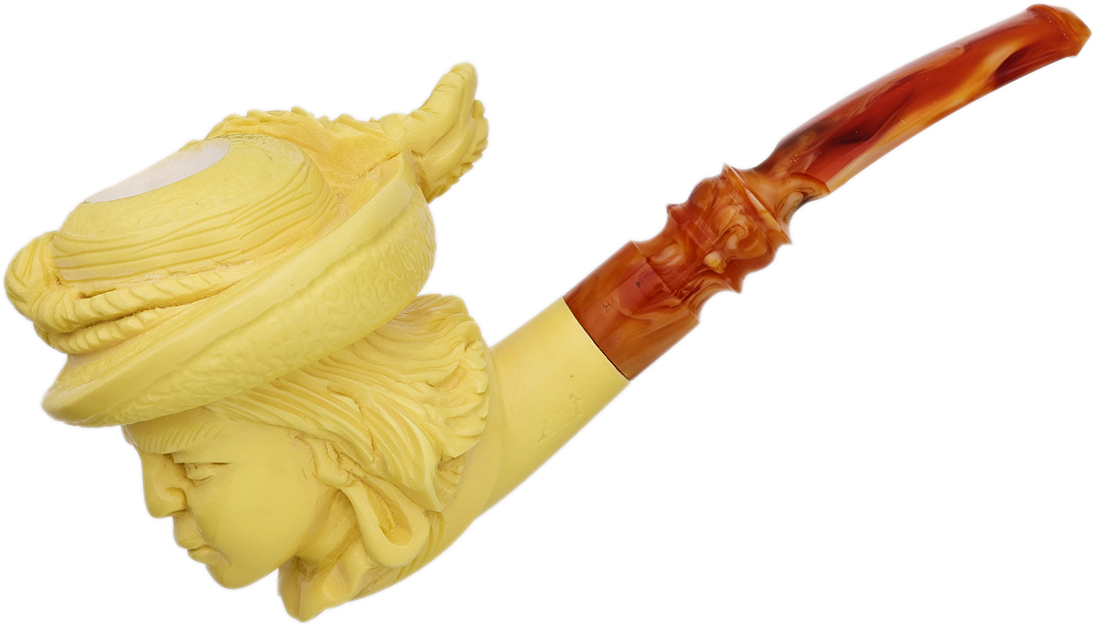 AKB Meerschaum Carved Woman in Hat (Ali) (with Case)