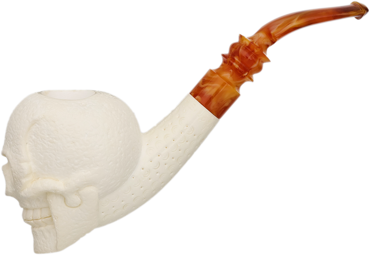 AKB Meerschaum Lattice Carved Skull (Endogan) (with Case)