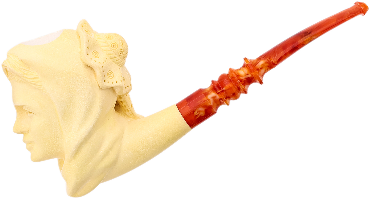 AKB Meerschaum Carved Woman in Head Scarf (with Case)