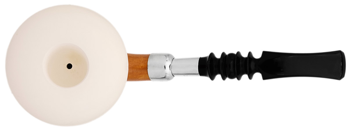AKB Meerschaum Smooth Gourd Calabash with Smooth Meerschaum Cap and Silver (with Case)