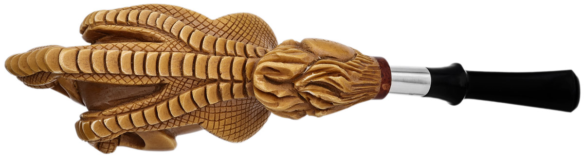AKB Meerschaum Carved Dragon Claw Holding Smooth Egg with Silver (Kenan) (with Case)