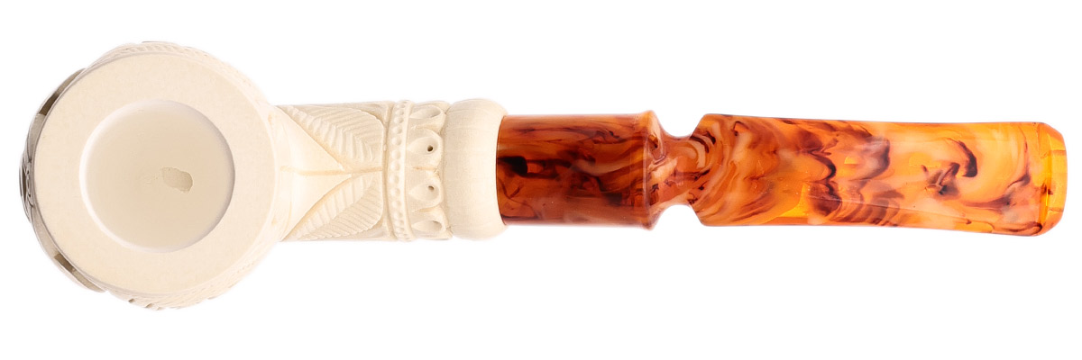 AKB Meerschaum Carved Masonic Bent Billiard (Yusuf) (with Case)
