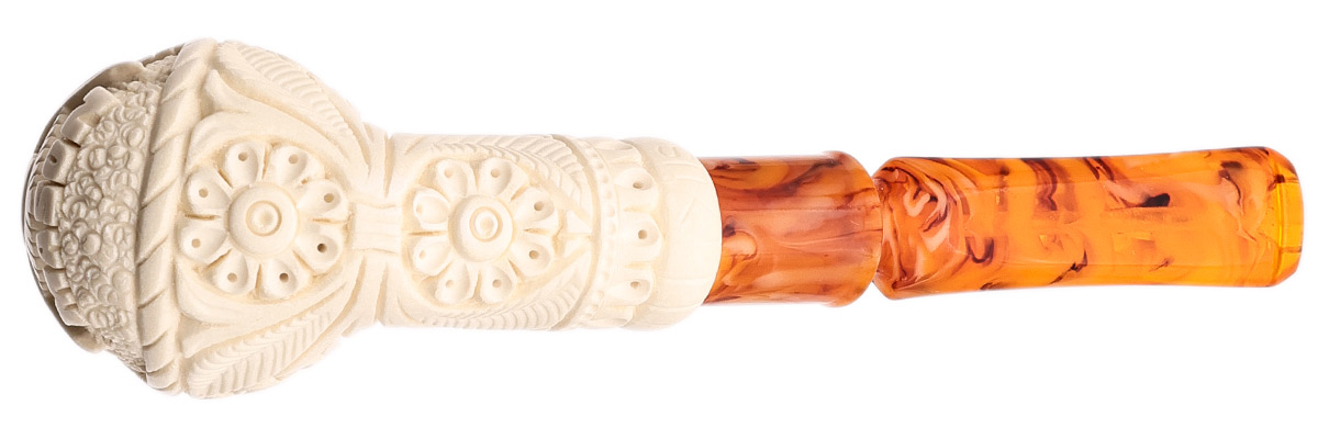 AKB Meerschaum Carved Masonic Bent Billiard (Yusuf) (with Case)