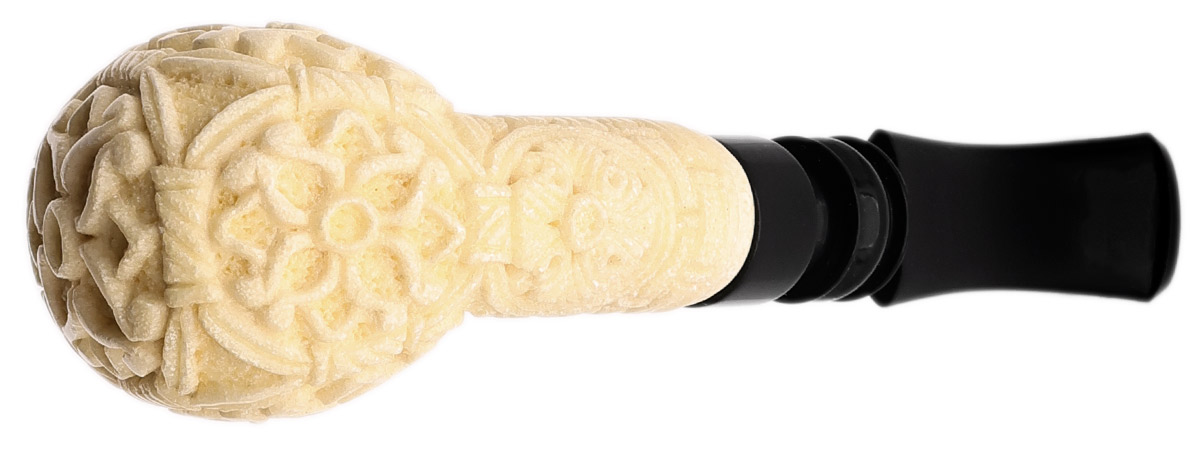 AKB Meerschaum Carved Floral Bent Apple (Mcinar) (with Case)