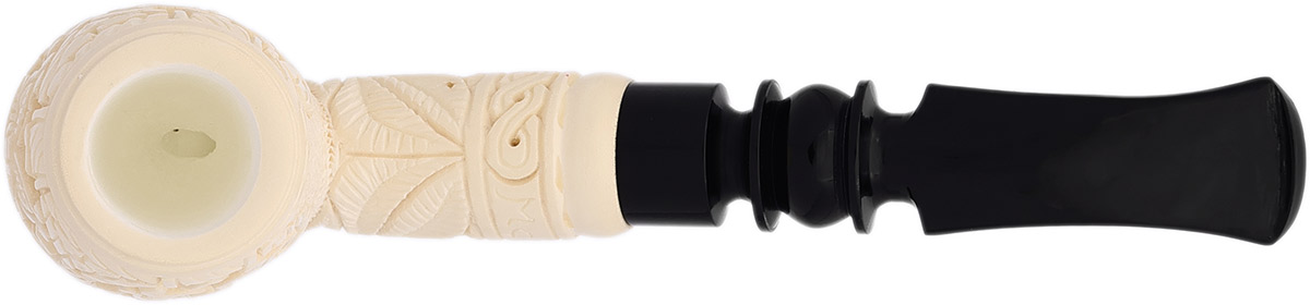 AKB Meerschaum Carved Floral Bent Billiard (Mcinar) (with Case)