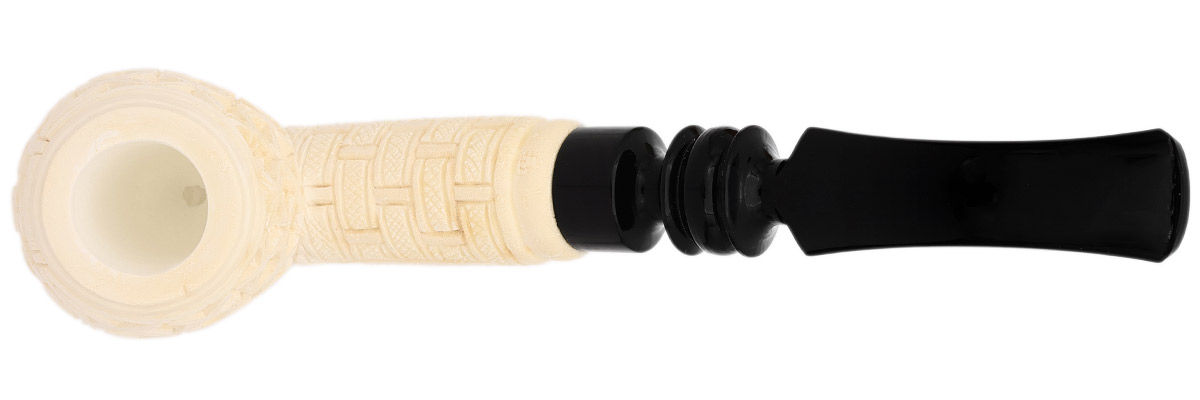 AKB Meerschaum Carved Floral Bent Billiard (Mcinar) (with Case)