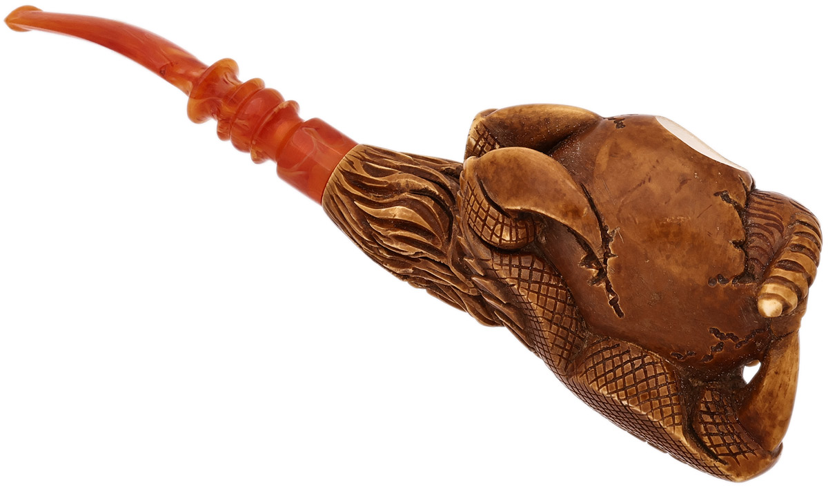 AKB Meerschaum Carved Dragon Claw Holding Hatching Egg (Kenan) (with Case)