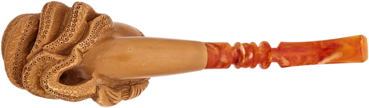 AKB Meerschaum Carved Octopus Skull (with Case)