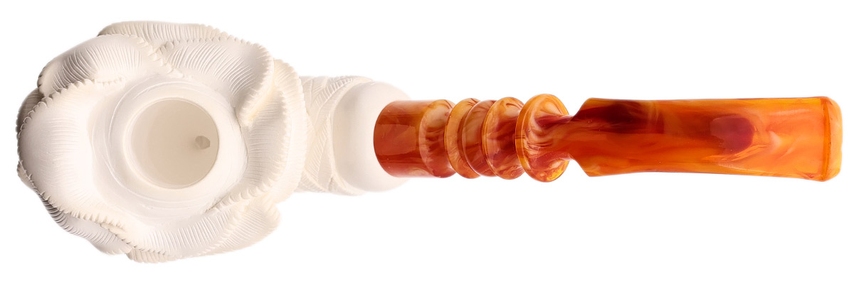 AKB Meerschaum Carved Floral Bent Apple (I. Baglan) (with Case)