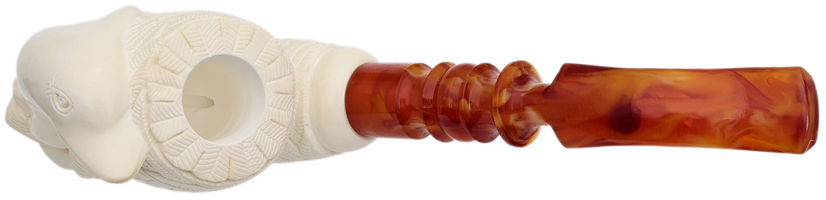 AKB Meerschaum Carved Floral Bent Billiard with Dolphin (I. Baglan) (with Case)