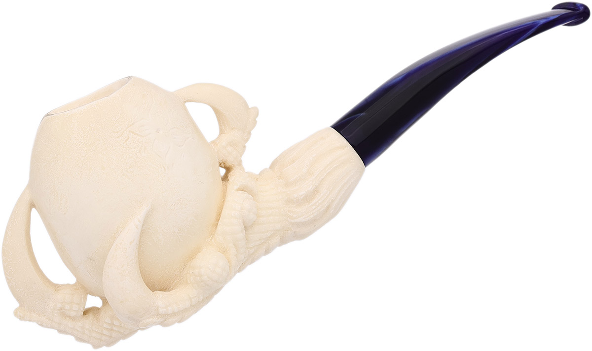 Carved Dragon Claw Holding Spot Carved Egg (with Case) Tobacco Pipe
