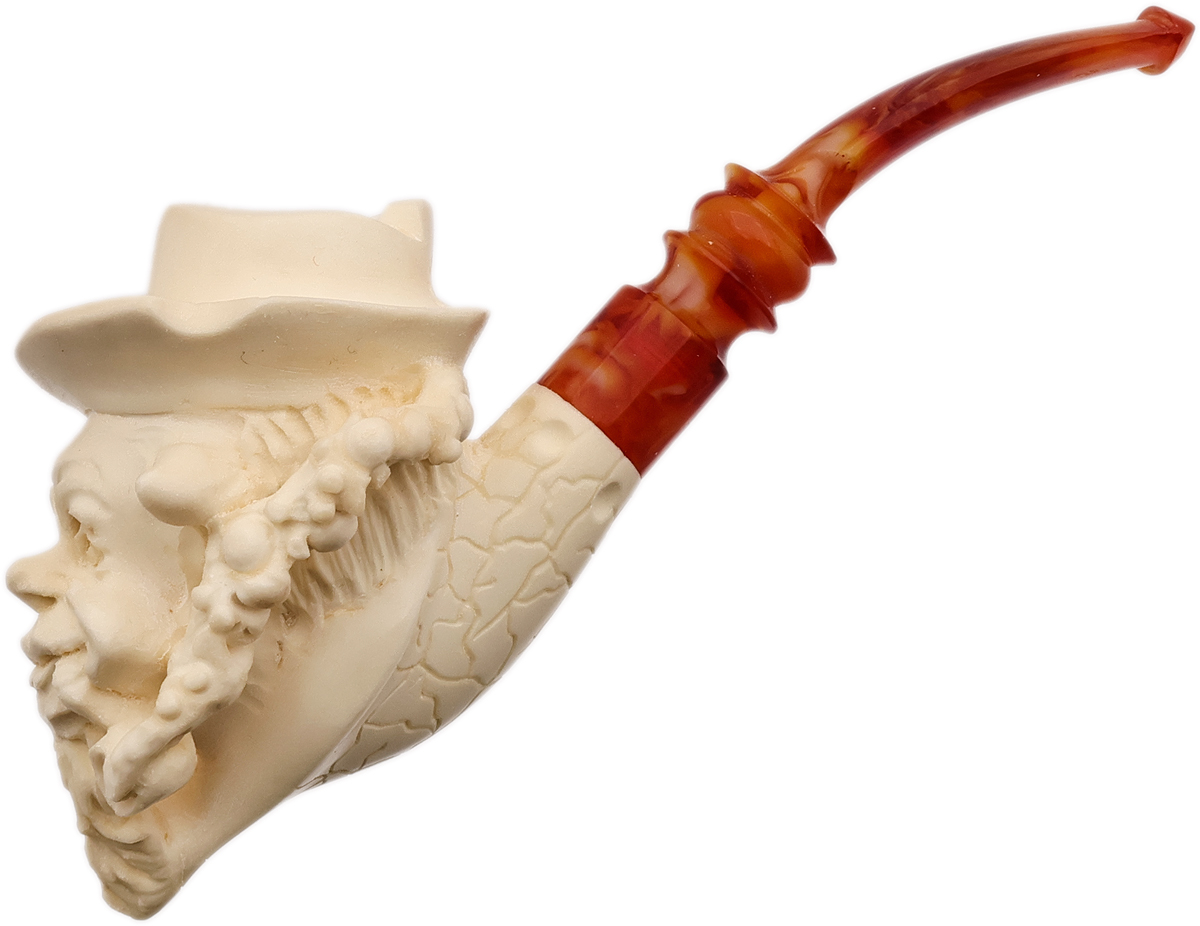 AKB Meerschaum Carved Pipe Smoker with Lizard (with Case)