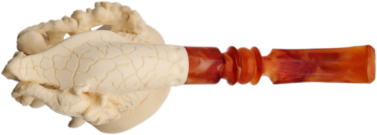 AKB Meerschaum Carved Pipe Smoker with Lizard (with Case)