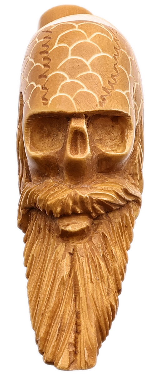 AKB Meerschaum Carved Bearded Skull (with Case)