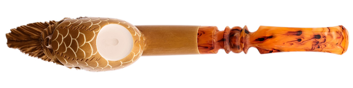 AKB Meerschaum Carved Bearded Skull (with Case)