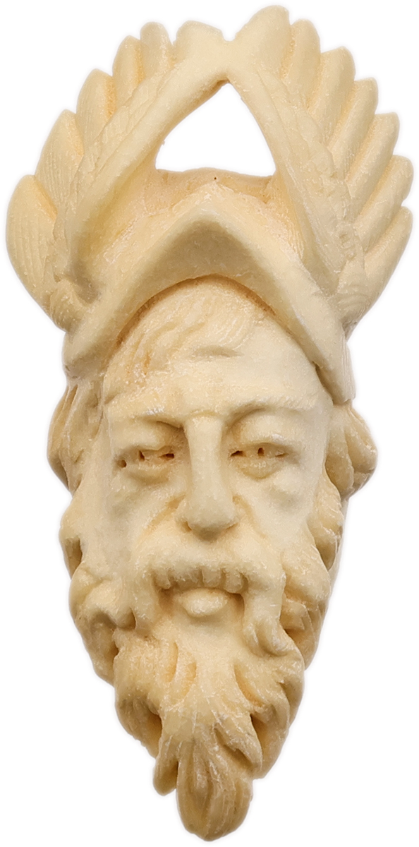 AKB Meerschaum Carved Bearded Man with Winged Hat (Servi) (with Case)