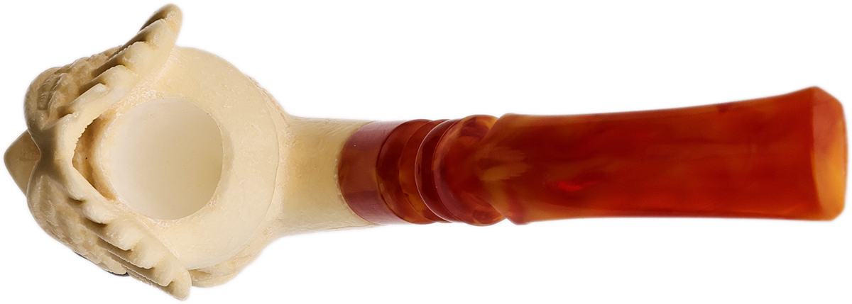 AKB Meerschaum Carved Bearded Man with Winged Hat (Servi) (with Case)