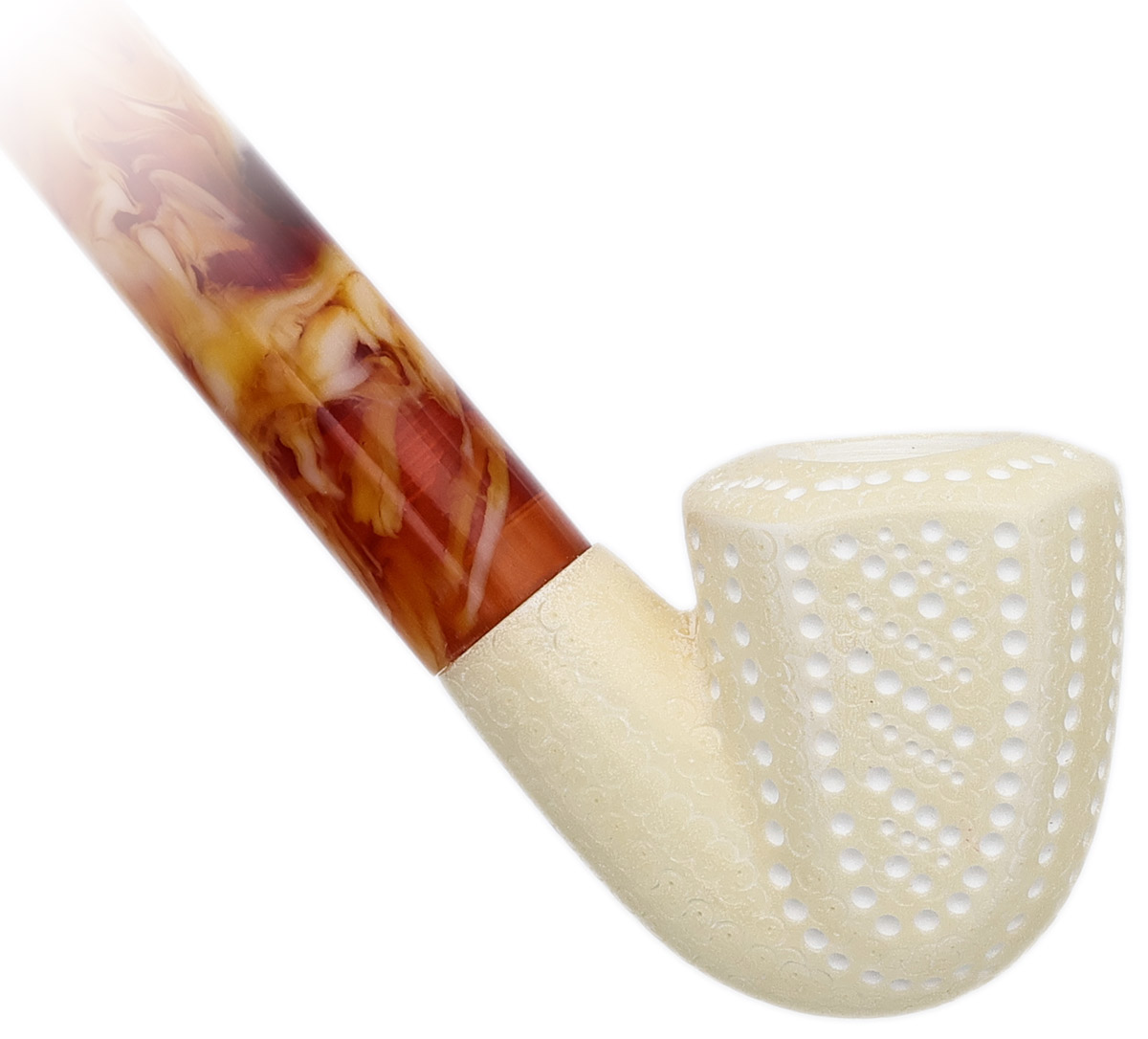 AKB Meerschaum Lattice Churchwarden Paneled Bent Dublin (with Case)