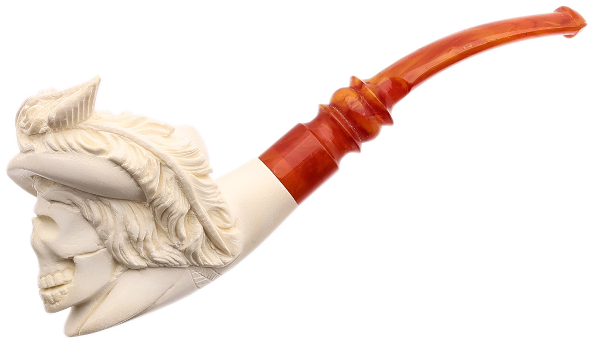 AKB Meerschaum Carved Victorian Skull (with Case)