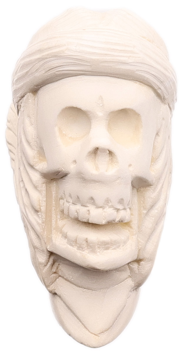 AKB Meerschaum Carved Skull with Feathered Headband (with Case)