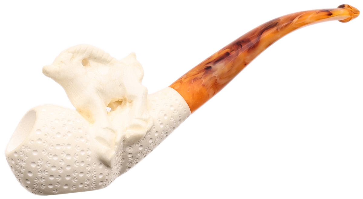 AKB Meerschaum Carved Goat (with Case)