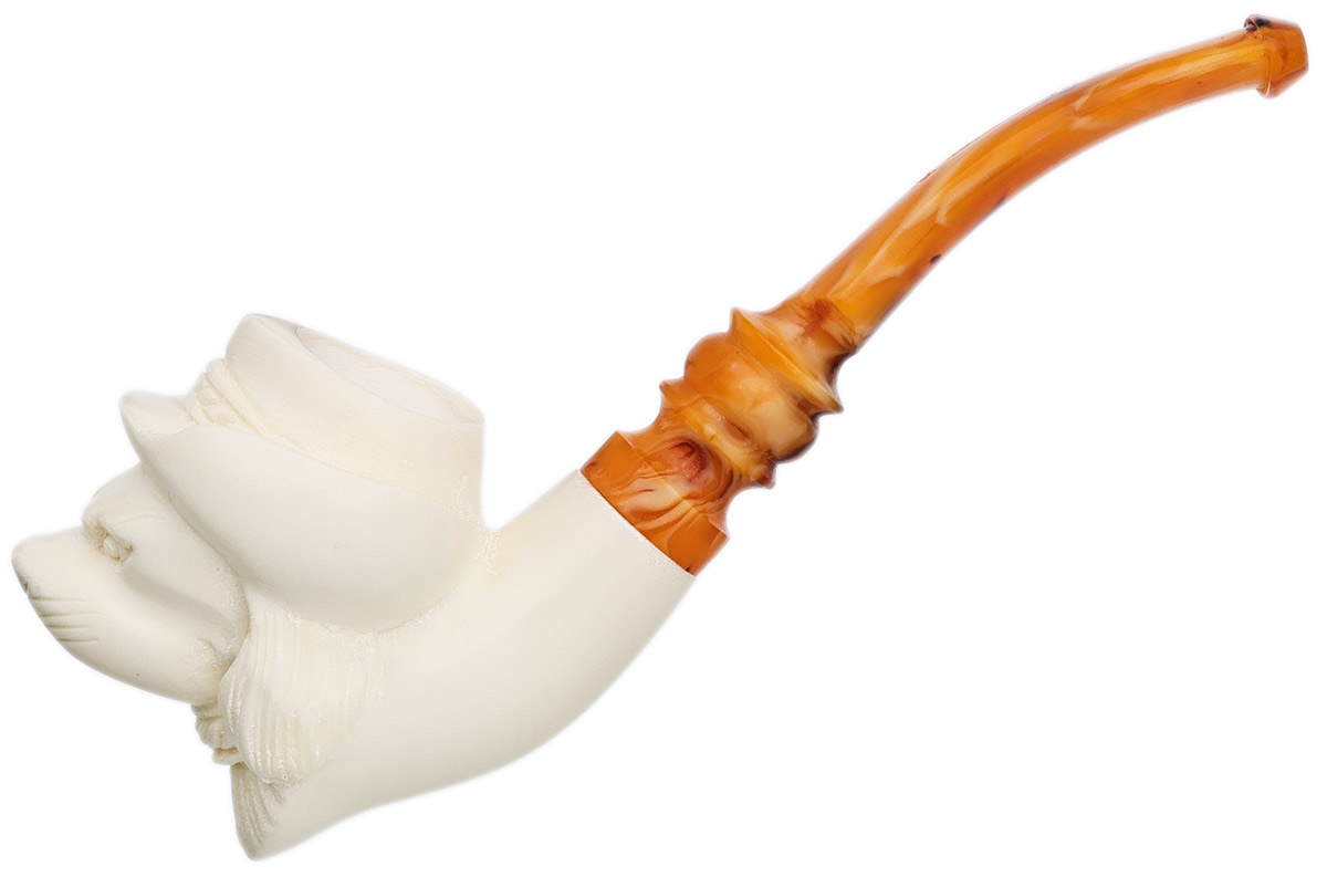 AKB Meerschaum Carved Dog with Hat (with Case)