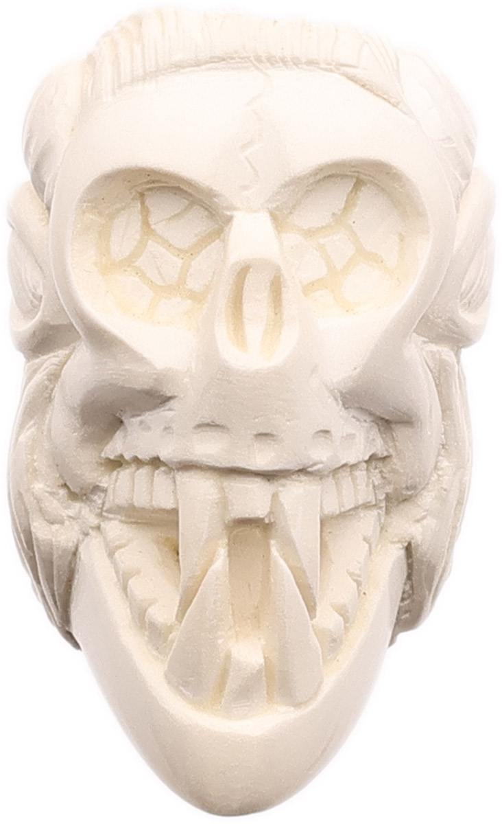 AKB Meerschaum Carved Devil Skull (Selver) (with Case)